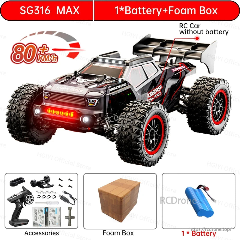 ZLL SG316 MAX/PRO 1:16 4WD Rc Car, 80KM/H Brushless or 40KM/H Brushed, LED, Metal Drivetrain, 2.4G, RTR Off-Road
