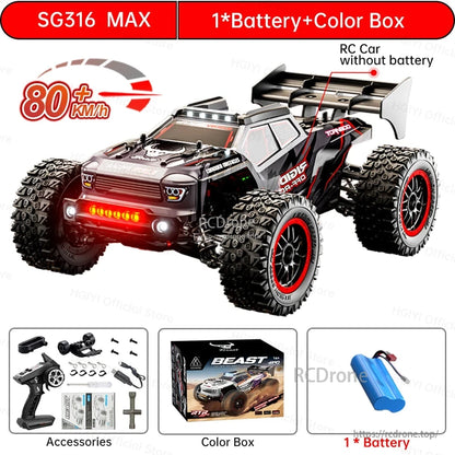 ZLL SG316 MAX/PRO 1:16 4WD Rc Car, 80KM/H Brushless or 40KM/H Brushed, LED, Metal Drivetrain, 2.4G, RTR Off-Road