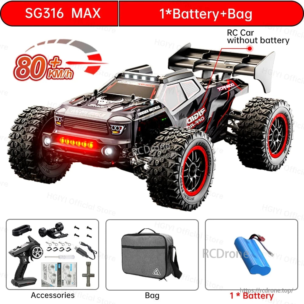 ZLL SG316 MAX/PRO 1:16 4WD Rc Car, 80KM/H Brushless or 40KM/H Brushed, LED, Metal Drivetrain, 2.4G, RTR Off-Road
