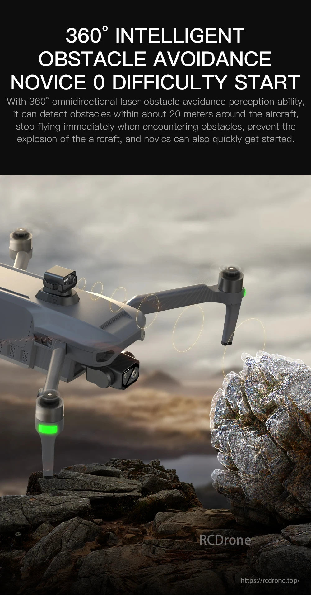 ZLL SG909 MAX GPS Drone, 360° intelligent obstacle avoidance detects obstacles within 20 meters, stops to prevent crashes, ensuring safe and easy drone flying for beginners.