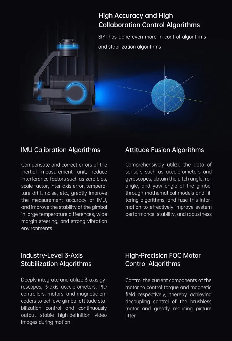 SIYI ZT30 Optical Drone Pod, Advanced control algorithms for precise gimbal movement and error compensation.