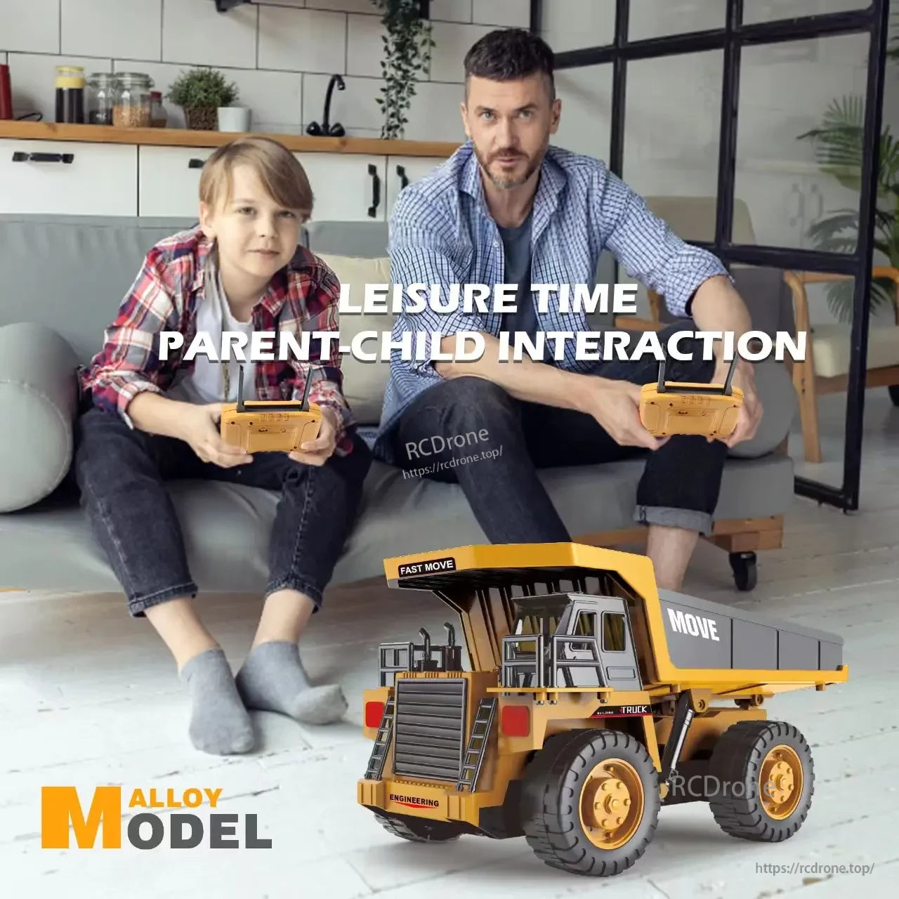 ZWN 1/16 Alloy Excavator, Remote Control Alloy Engineering Truck for Parent-Child Play