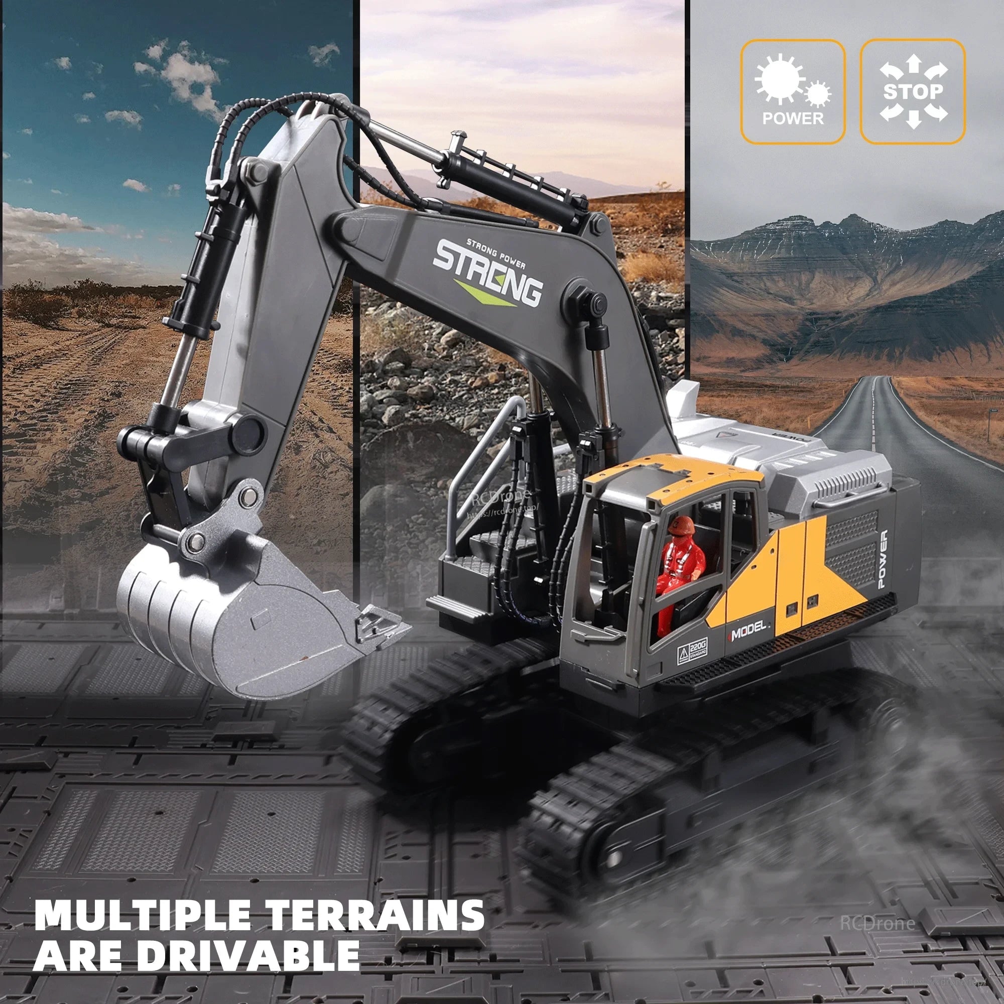 ZWN 1/16 Alloy Excavator, Strong Power Excavator, Multiple Terrains Drivable, Remote Control