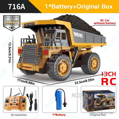 ZWN Rc Excavator 16 Channel Alloy with Lights/Music/Smoke, 2.4G, 30-50m range; options include dump truck