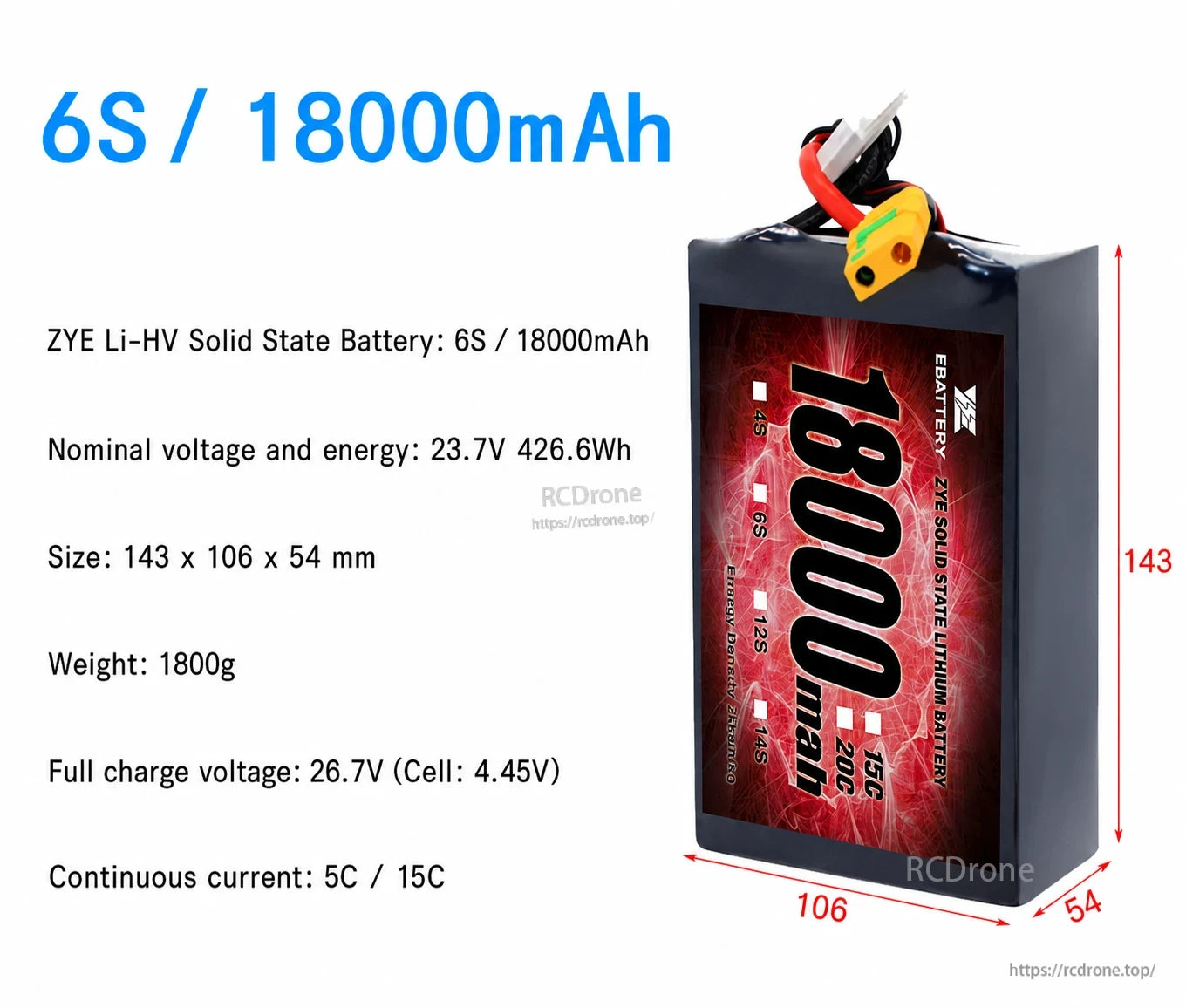 ZYE 4S 6S 12S 18000mAh 10C Solid State Battery commercial application examples