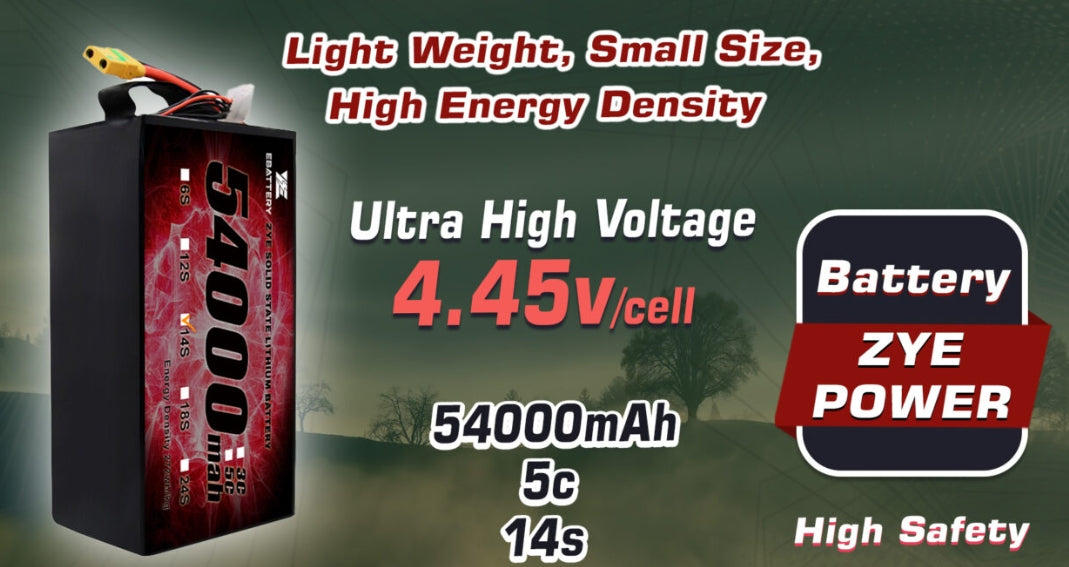ZYE Ultra HV Battery, High-voltage battery with 4.45V cell, 6Ah capacity and 64,000mAh, designed for high safety.