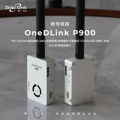 The ZeroOne OneDLink P900 offers 60km range, robust cooling, stable performance, and wide voltage input—ideal for reliable drone telemetry.