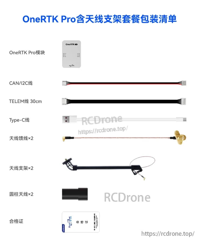 ZeroOne OneRTK Pro GNSS, OneRTK Pro GNSS kit offers precise positioning with module, antennas, cables, mounts, certificate, and multiple connectivity options.