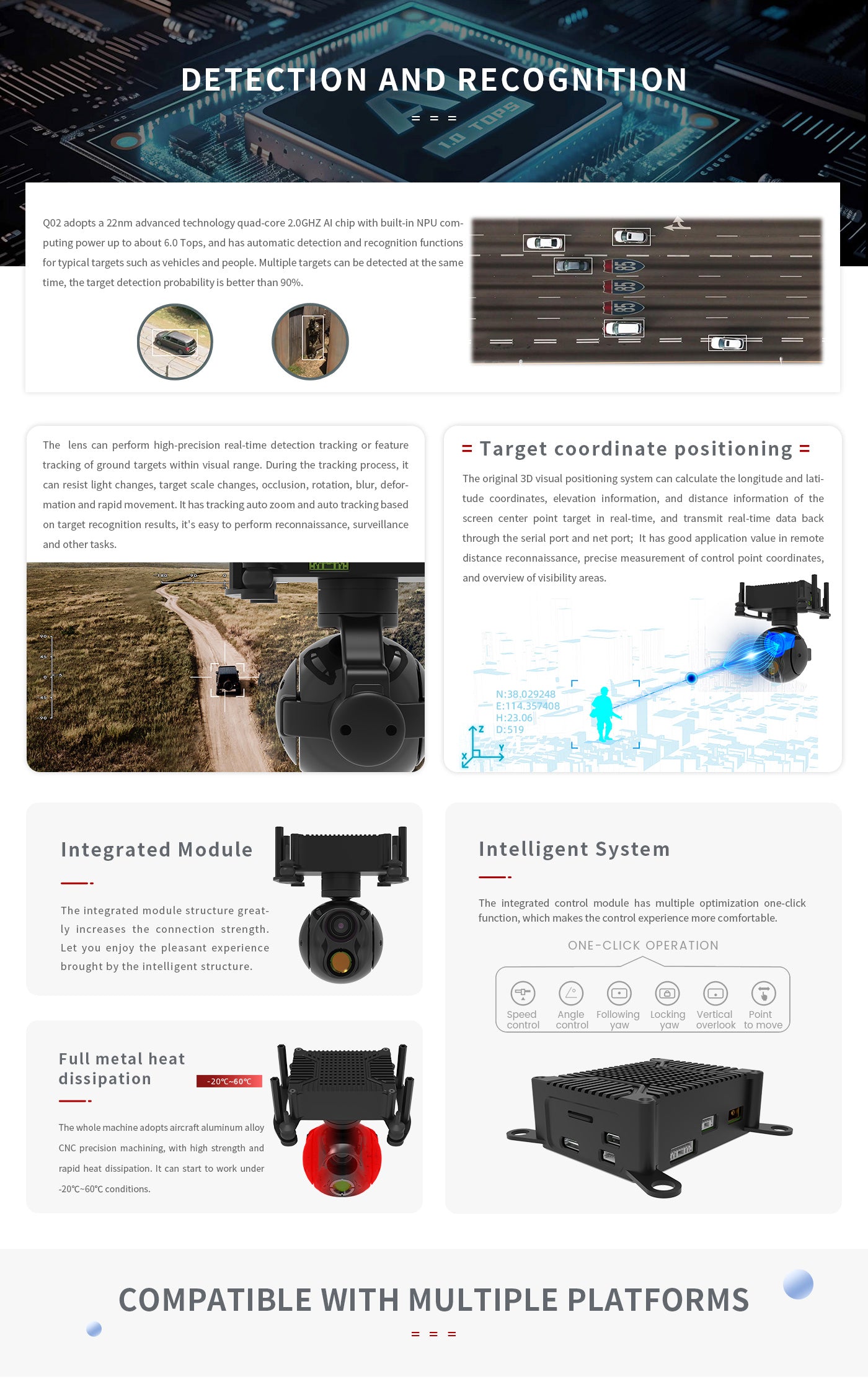 Q02_05 Zingto INYYO Q02 Gimbal, The ZINGTO drone camera features a 4K EO camera with dual sensors for real-time tracking and recognition of targets within visual range.