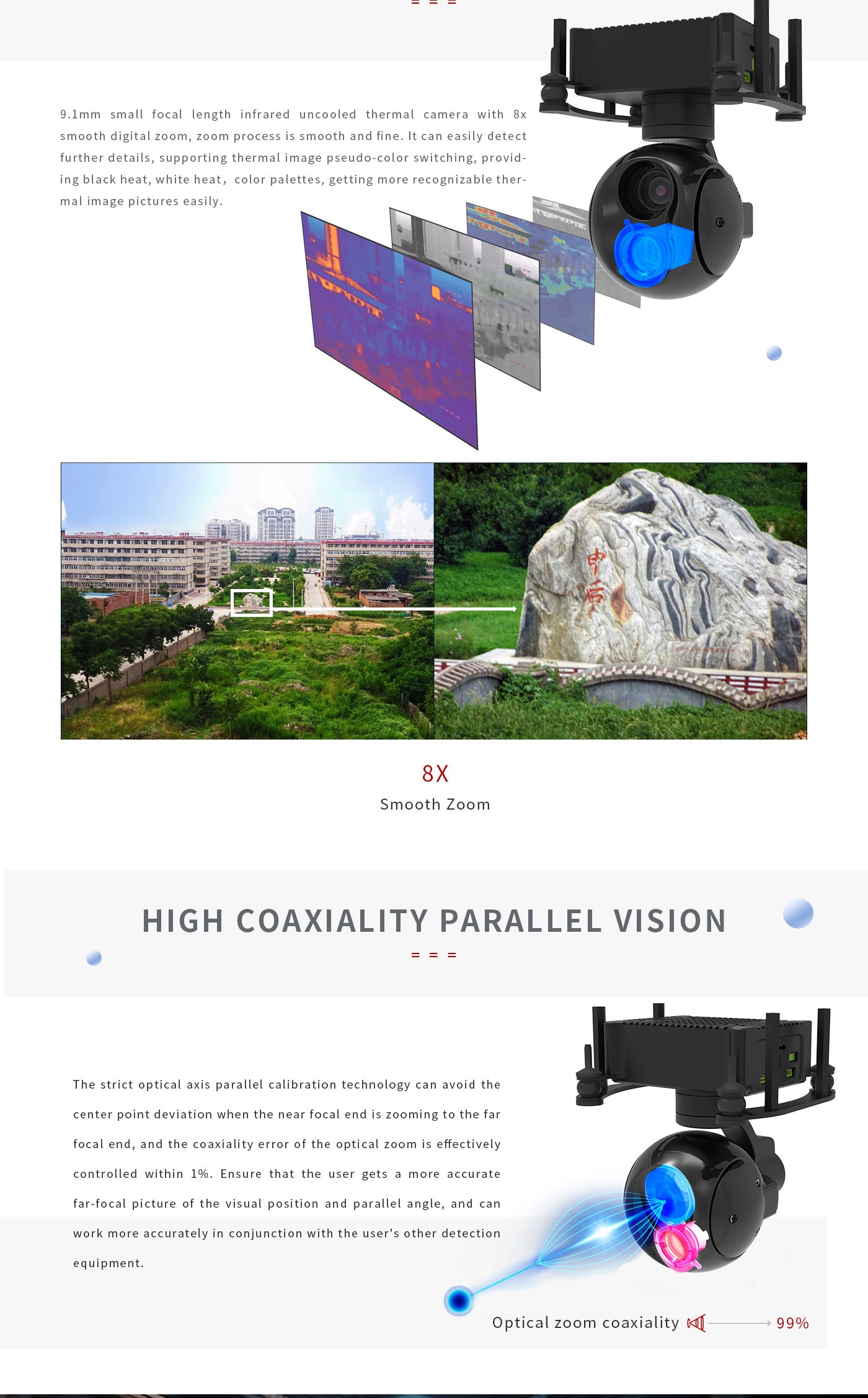 Q02_04 The Zingto INYYO Q02 Gimbal Drone Camera features a small focal length infrared uncooled thermal camera with digital zoom.