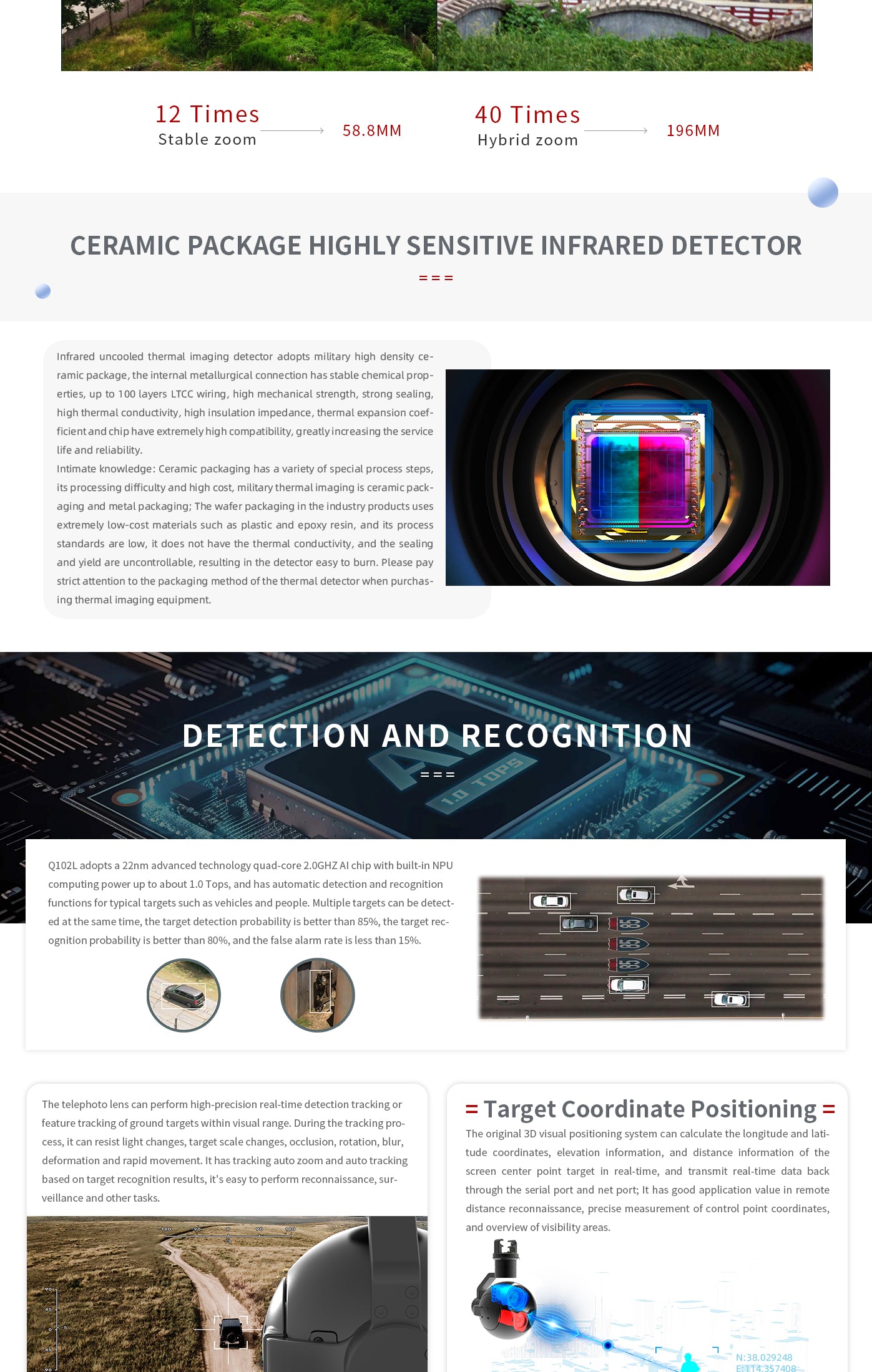 Zingto INYYO Q102L Gimbal, The Zingto Q102L Gimbal features a quad-core AI chip with NPU computing power, detecting targets like vehicles and people with high accuracy.