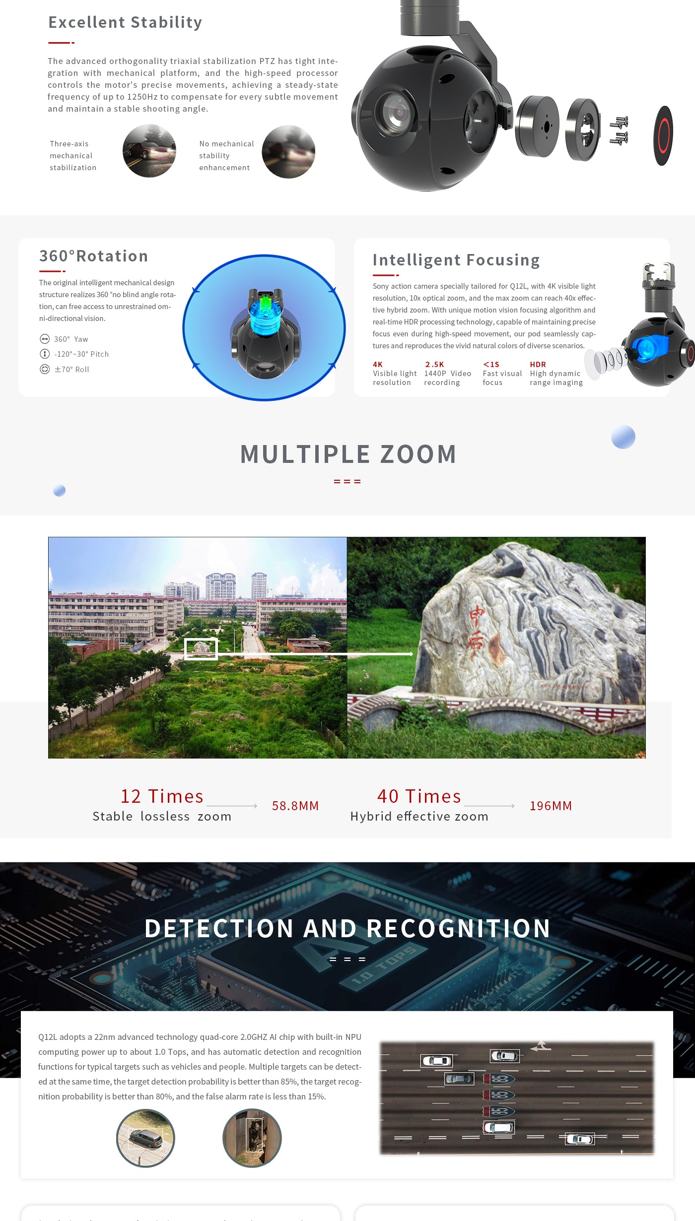 3 The Zingto INYYO Q12L Drone Camera Gimbal features advanced stability, triaxial stabilization, and high-speed processor for steady-state frequency and stable shooting.