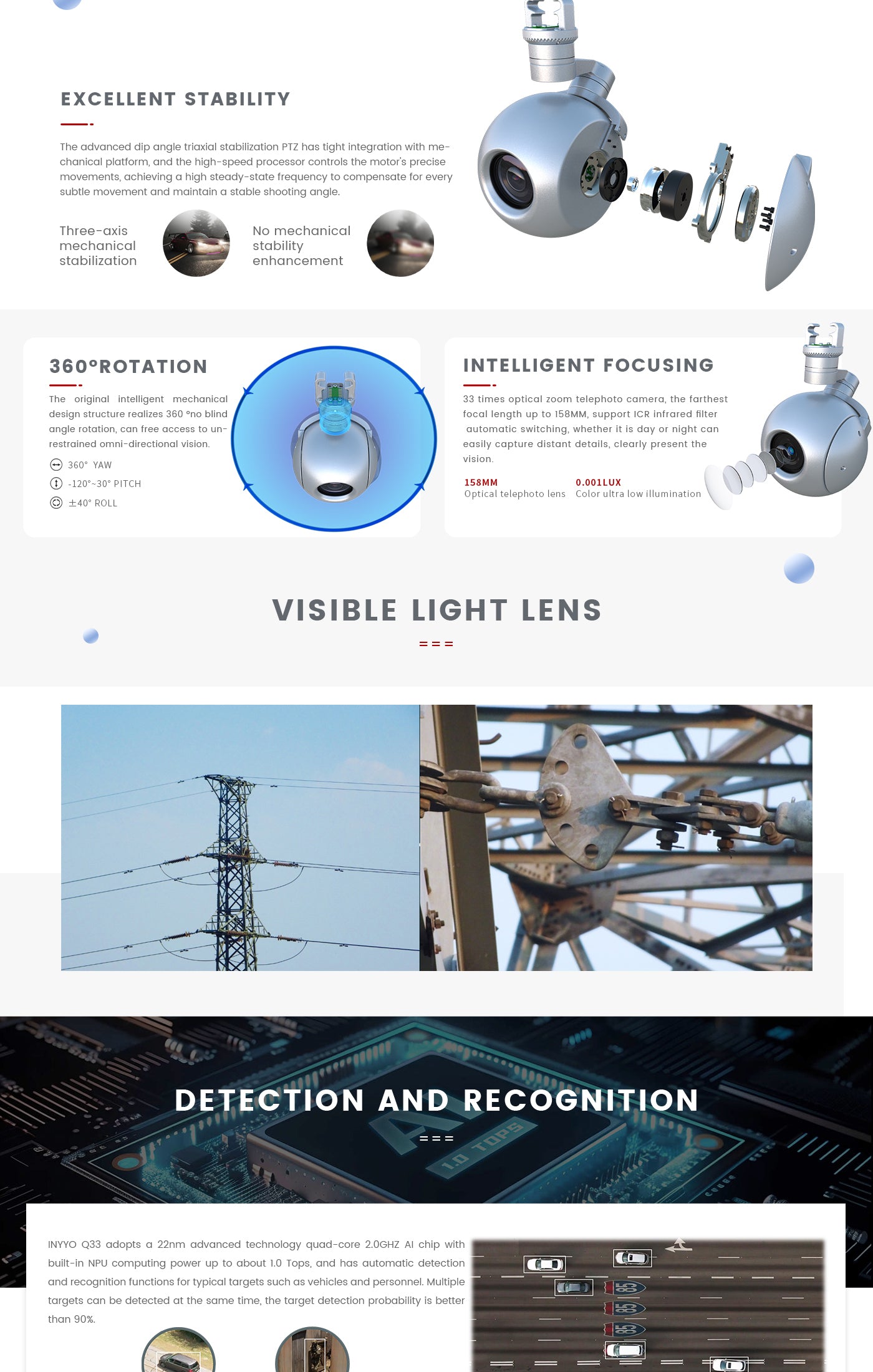 INYYO-Q33_03 The Zingto INYYO Q33 Gimbal Drone Camera features advanced stabilization and a high-speed processor for precise movements and stable shooting.