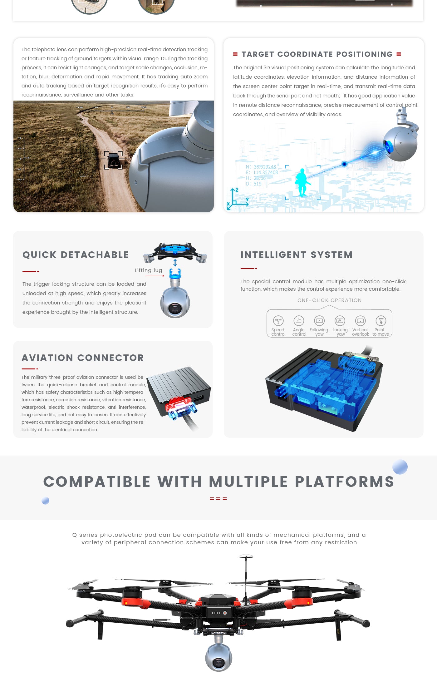 INYYO-Q33_04 The Zingto INYYO Q33 Gimbal Drone Camera features high-precision detection, tracking, and positioning with resistance to changes in light and movement.