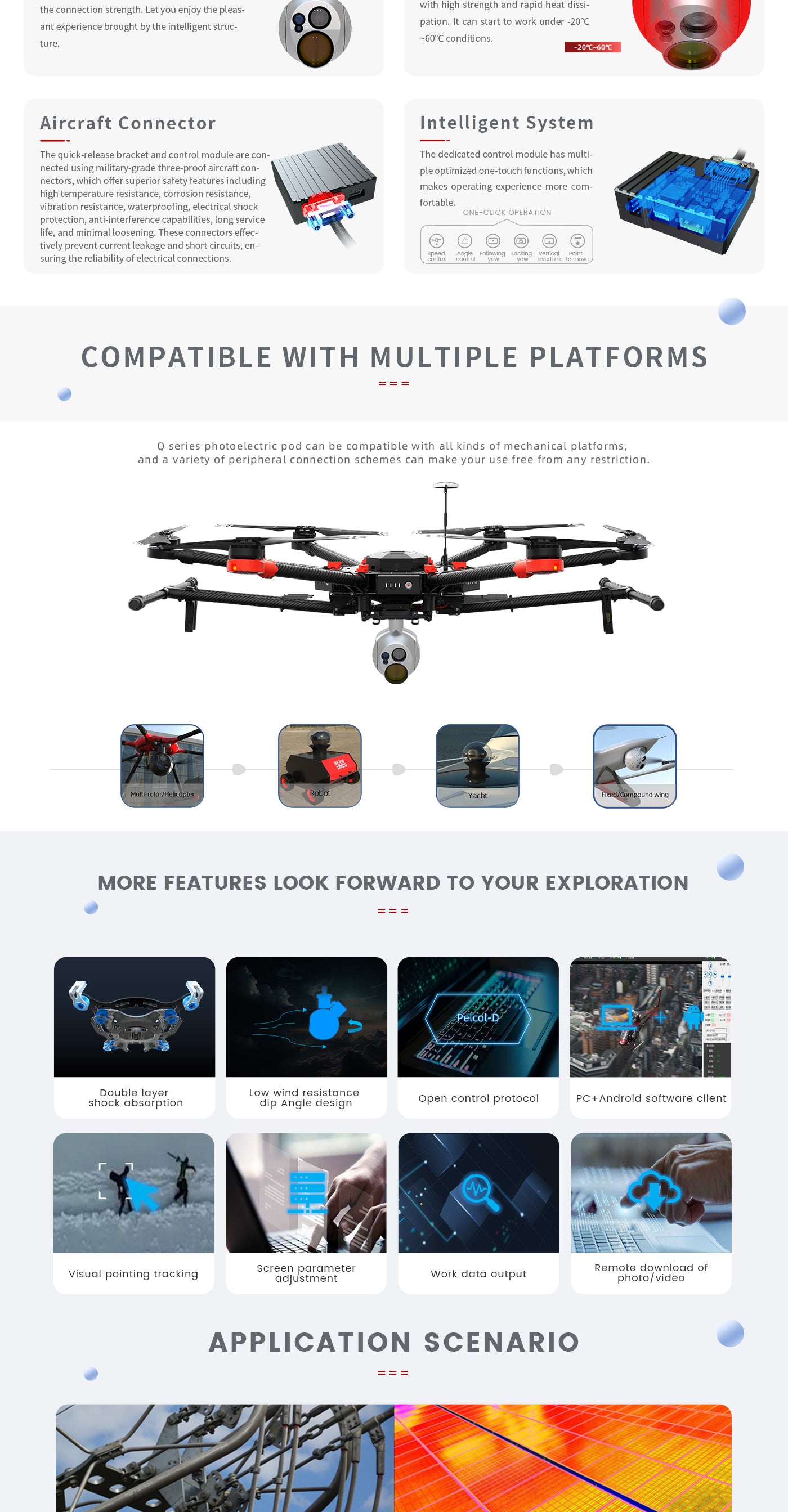 The Zingto INYYO Q353 Drone Camera Gimbal operates in extreme temps -20°C to 60°C with rapid heat dissipation and reliable performance.