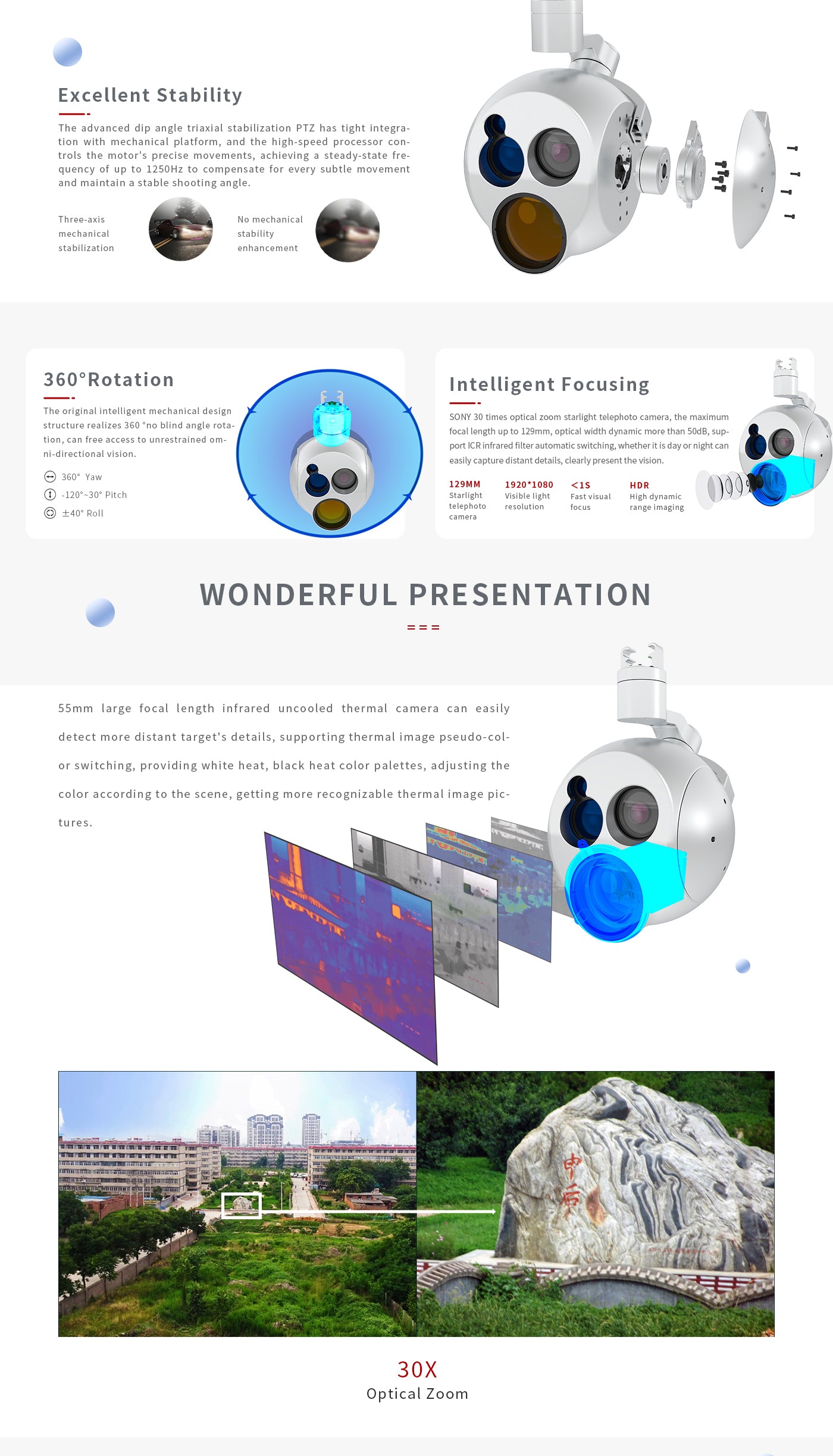 3 The Zingto INYYO Q355 Drone Camera Gimbal features excellent stability and high-speed processor with Sony camera and 30x optical zoom.