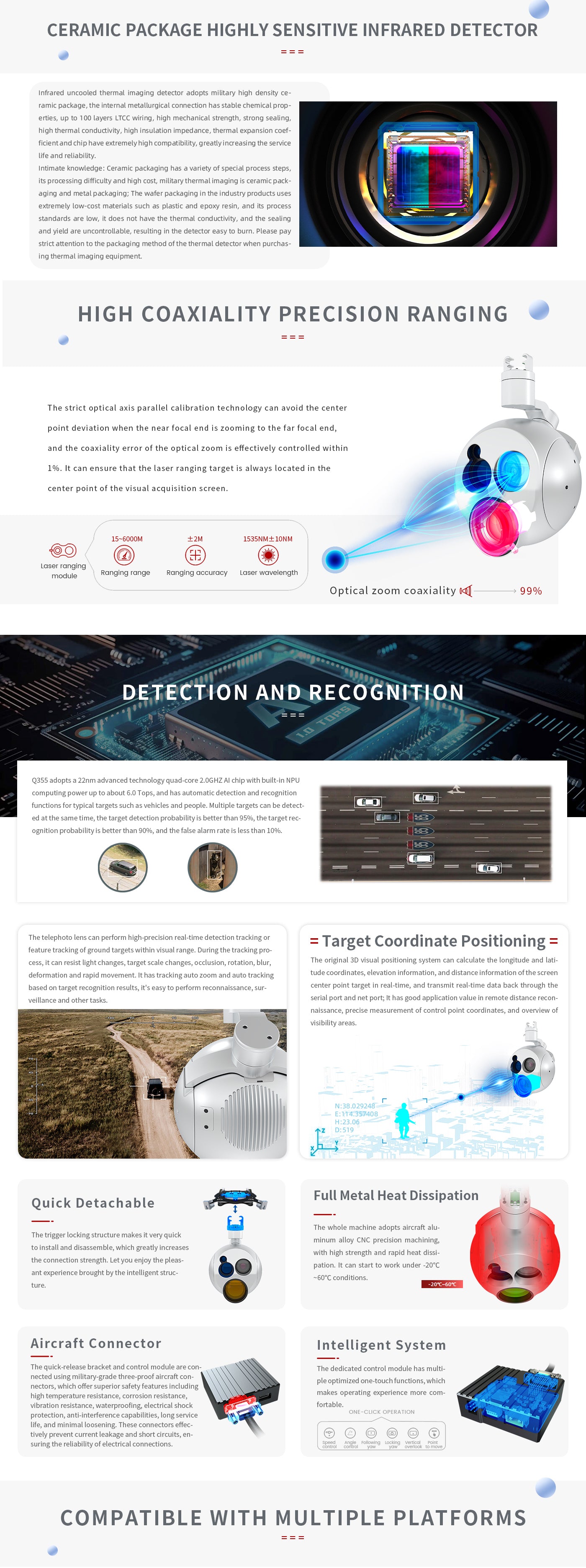 4 The Zingto INYYO Q355 Drone Camera Gimbal features an infrared detector and laser ranging module for stable chemical properties and accurate tracking.