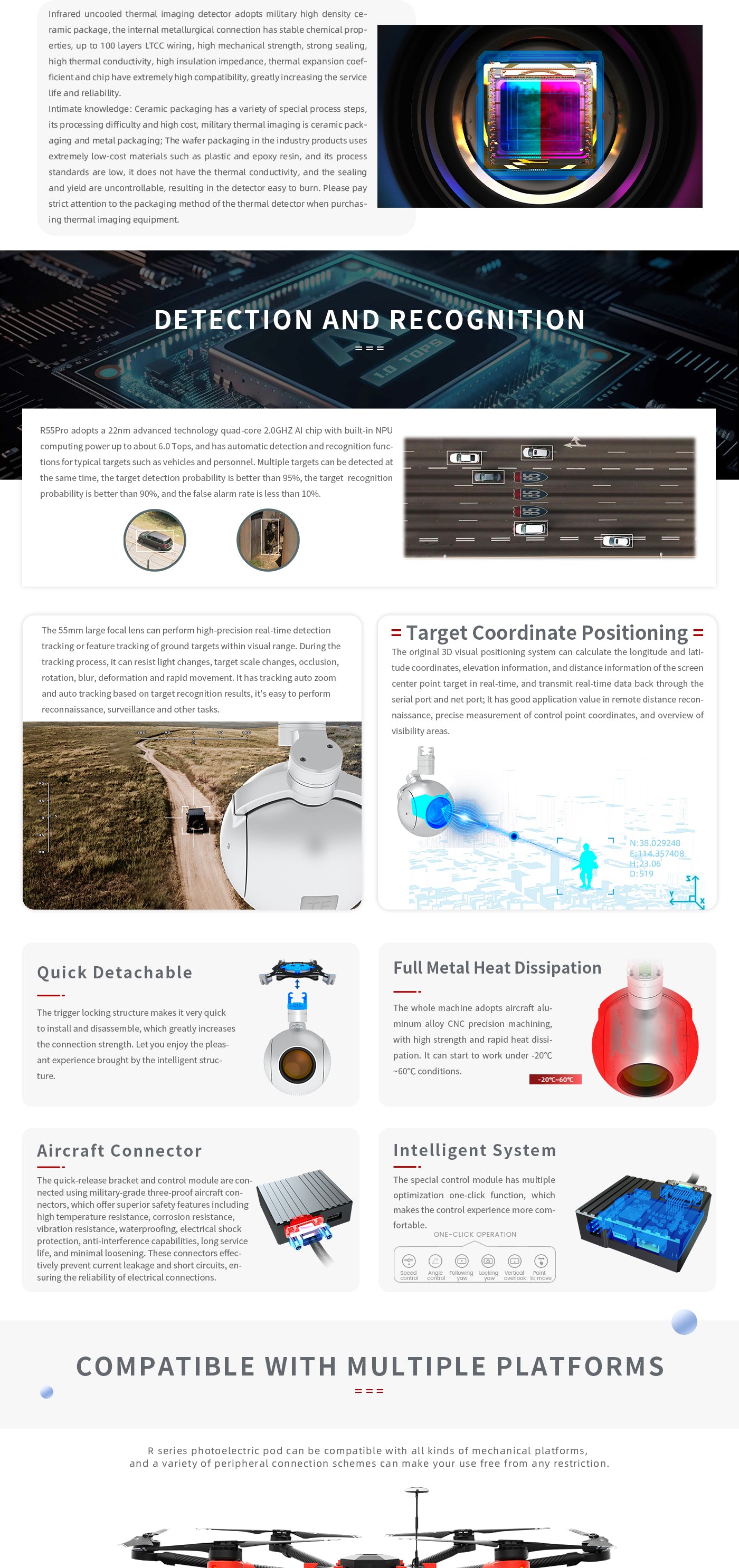 r55pro (4) The Zingto INYYO R55 Pro Drone Camera Gimbal has a thermal imaging detector, advanced AI chip, and 3D visual positioning system for stable and reliable performance.