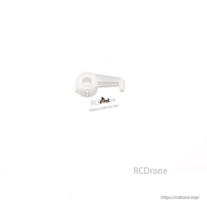 White plastic antenna mount bracket with screw holes and two black screws, alternate view