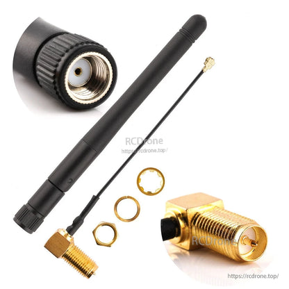 Zorro External Antenna upgrade kit with whip antenna, pigtail cable, and SMA-style connectors
