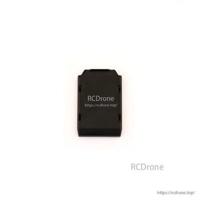 Back view of black module bay cover showing RCDrone logo and website text