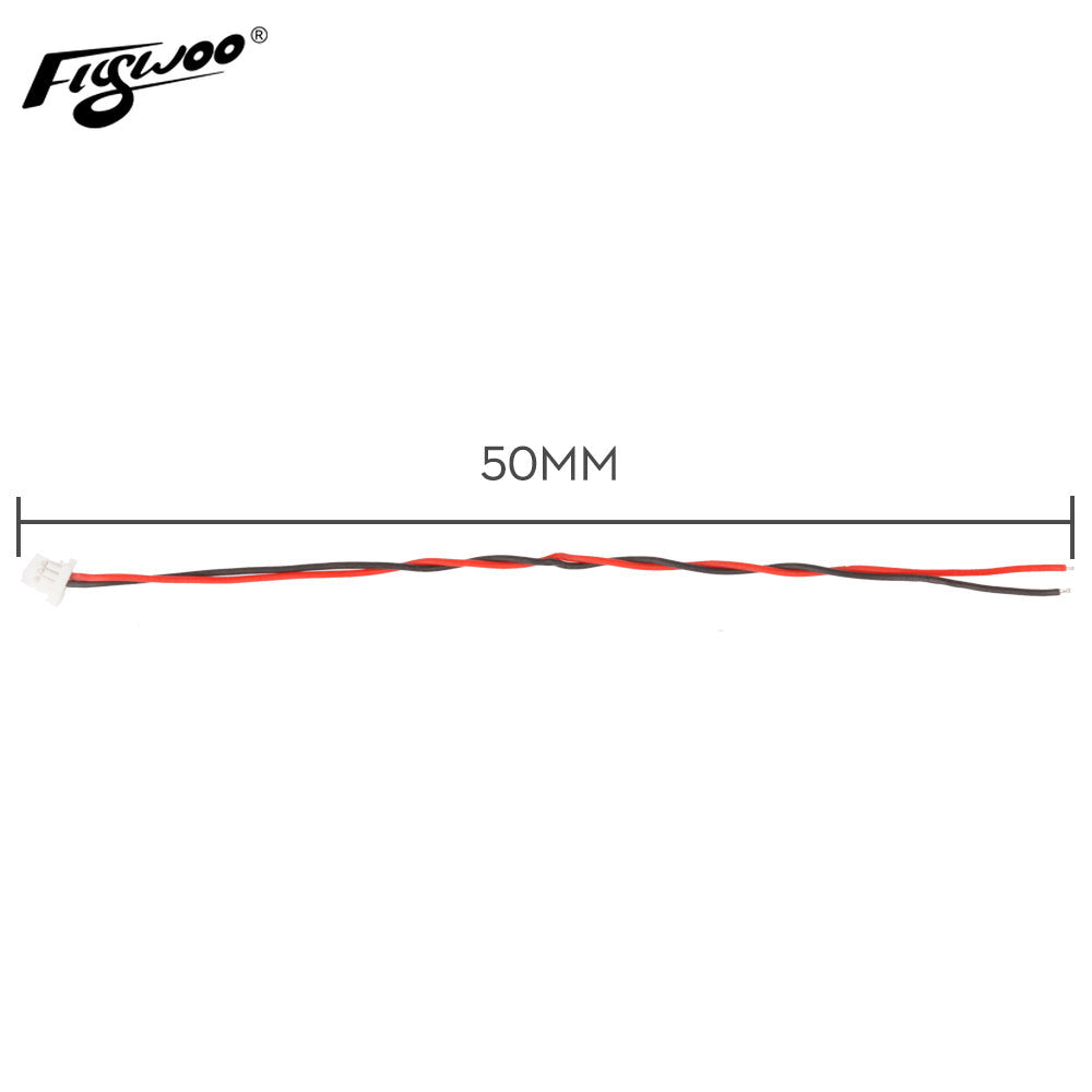 10PCS PH1.0 2Pin Power Cable, PH1.0 2-pin power cable with red and black twisted wires and small white connector, 50mm length
