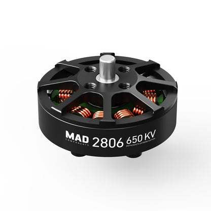 MAD 2806 EEE V1.0 Drone Motor, MAD 2806 650KV brushless drone motor with black bell housing and exposed copper windings