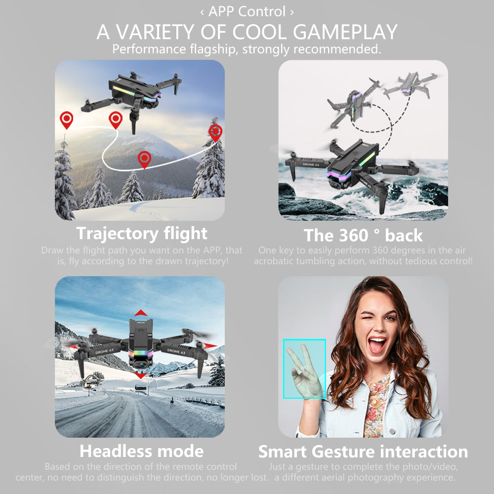 YCRC A3 PRO Drone, app control a variety of cool gameplay performance flagship; strongly recommended trajectory
