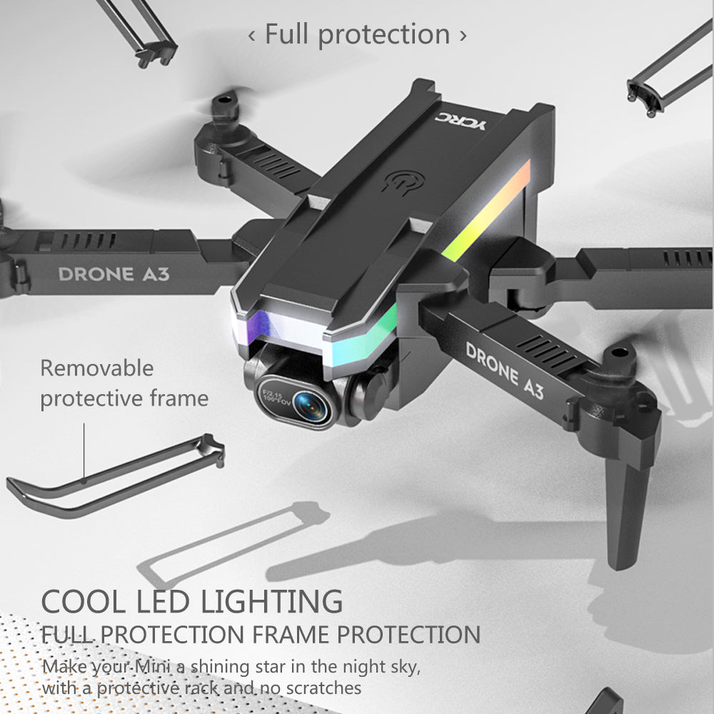 YCRC A3 PRO Drone, full protection drone a3 removable protective frame 43 cool led lighting full