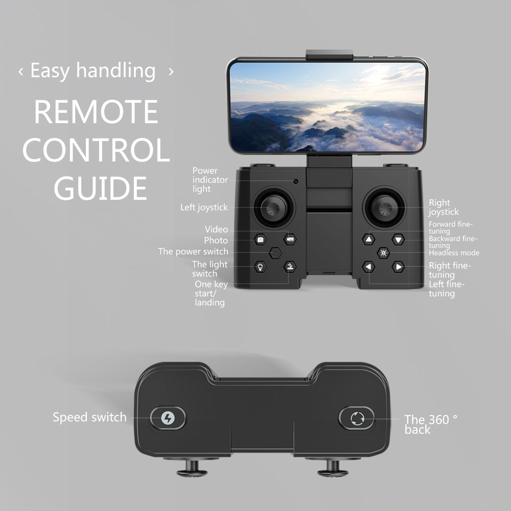 YCRC A3 PRO Drone, the power switch healdlless modle the light right fine-