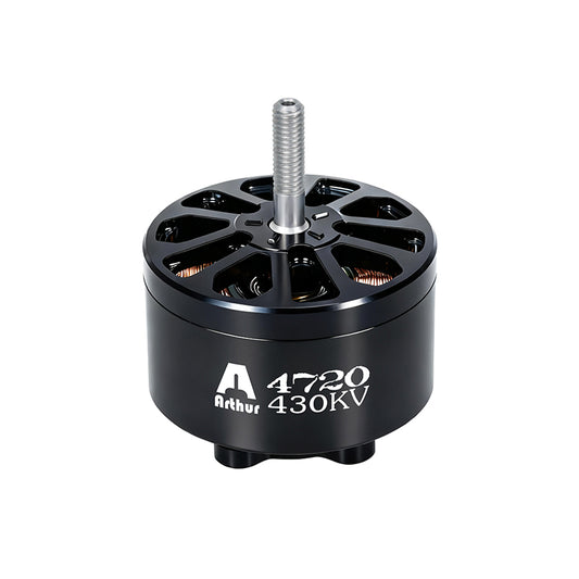 Flashhobby A4720 430KV Brushless Motor, Flashhobby A4720 430KV brushless outrunner motor with black housing, vented top, and long steel shaft