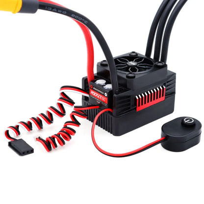 Rocket-RC Supersonic V2 waterproof brushless ESC with cooling fan, power switch and wiring