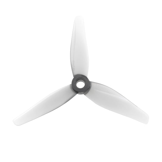 HQProp 3.5X2.8X3 grey polycarbonate tri-blade propeller, top view on white background