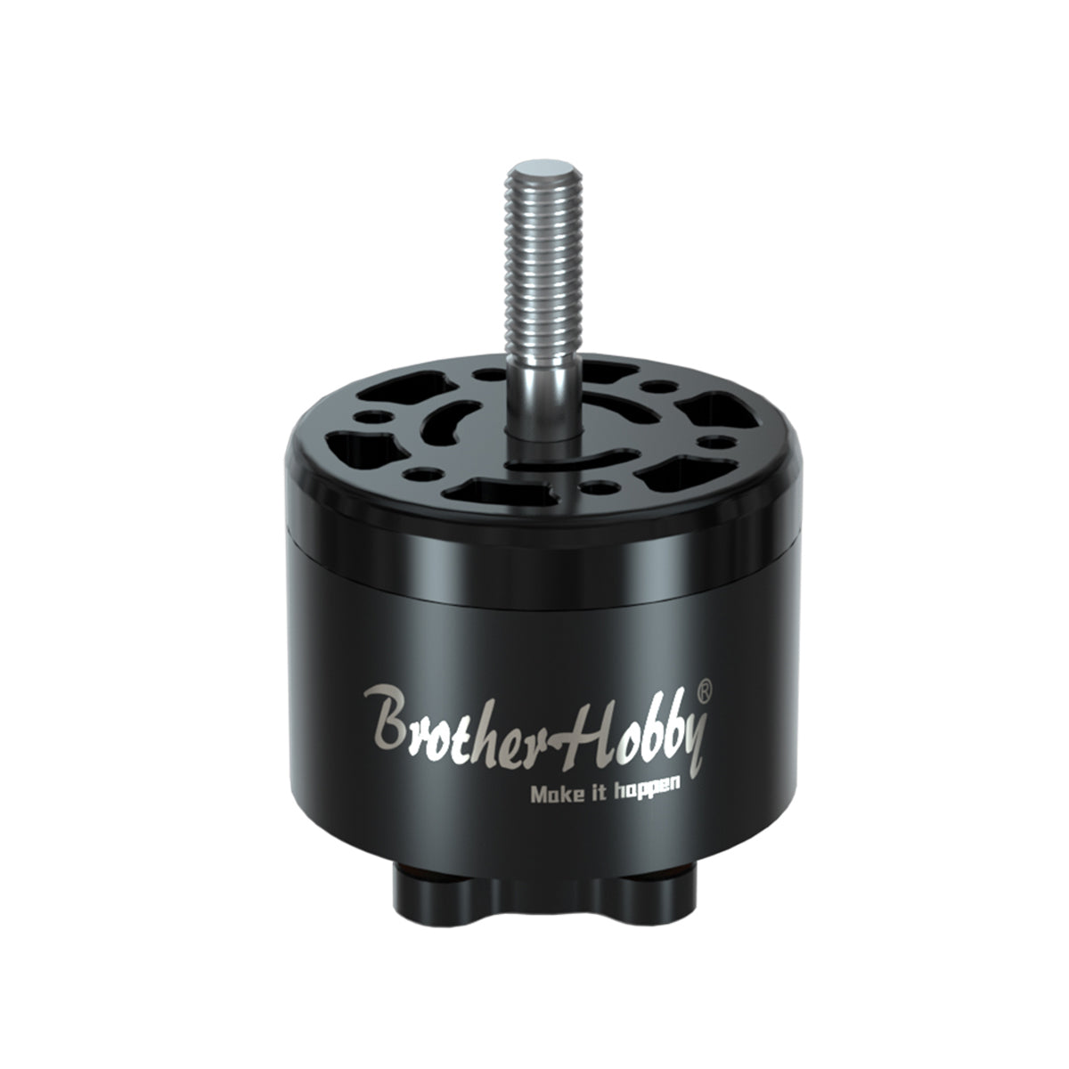 BrotherHobby Avenger 2816 V5 brushless motor with black housing, top mounting plate and threaded shaft