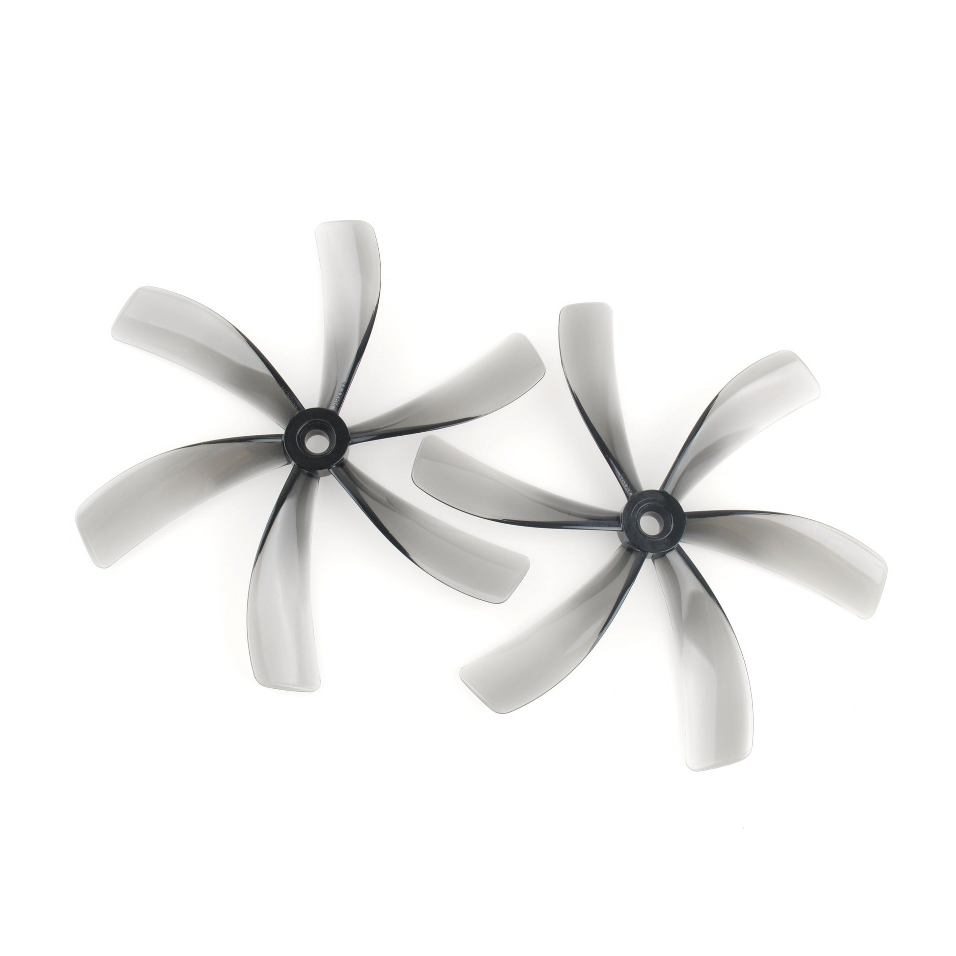 HQProp Duct-4X4X6 grey 4-inch 6-blade cinewhoop propellers, two-piece close-up on white