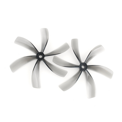 HQProp Duct-4X4X6 grey 4-inch 6-blade cinewhoop propellers, two-piece close-up on white