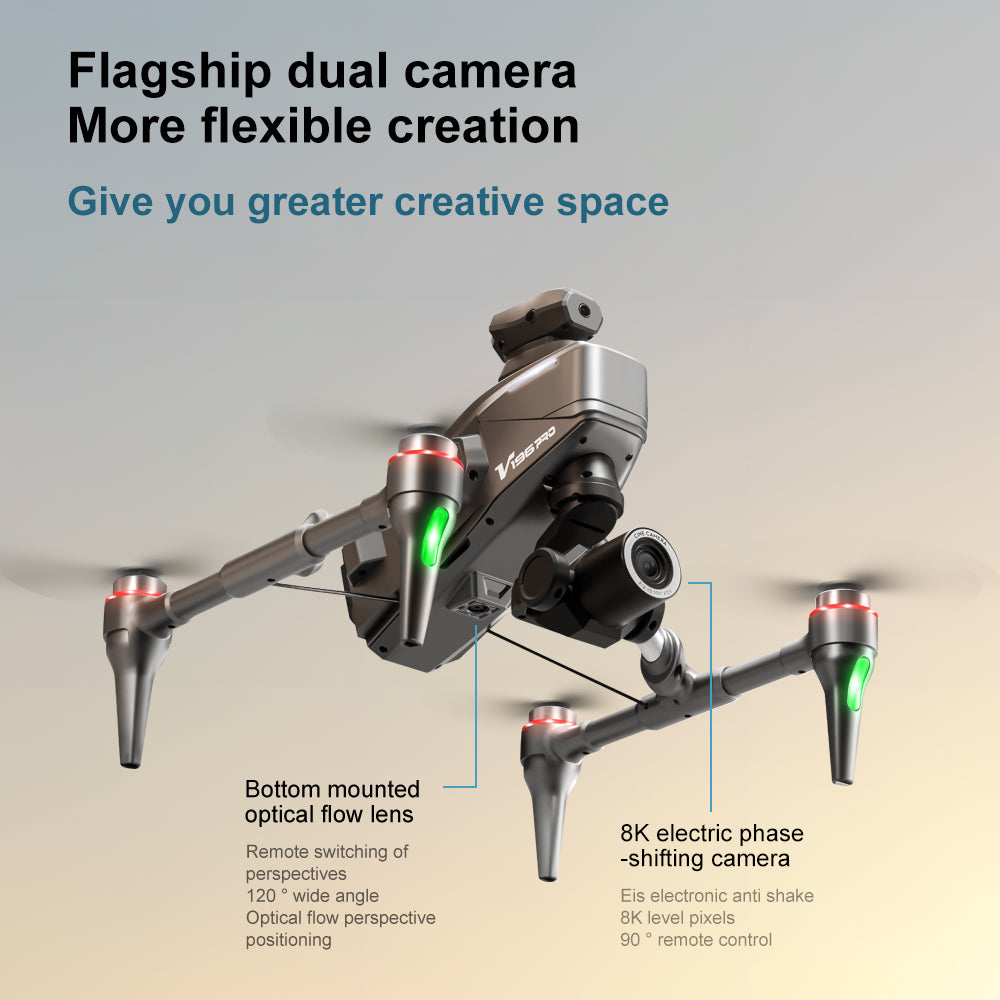 V196 Drone, Mini drone captures stunning 8K footage with dual cameras and adjustable angles.