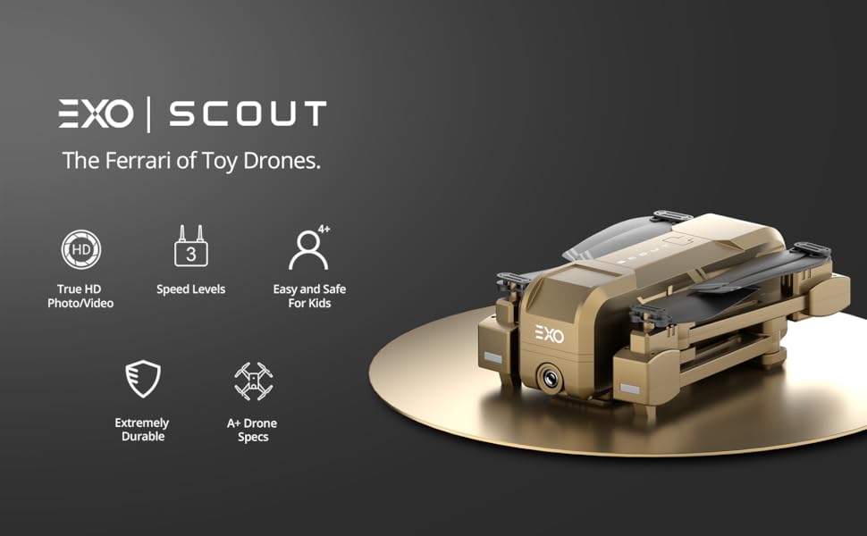 EXO Scout Drone, Toy Drones: True HD Speed Levels Easy and Safe Photo/Video For Kids