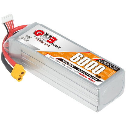 GNB 4S 6000mAh LiHV LiPo battery pack 15.2V 70C with XT60 connector, angled top view