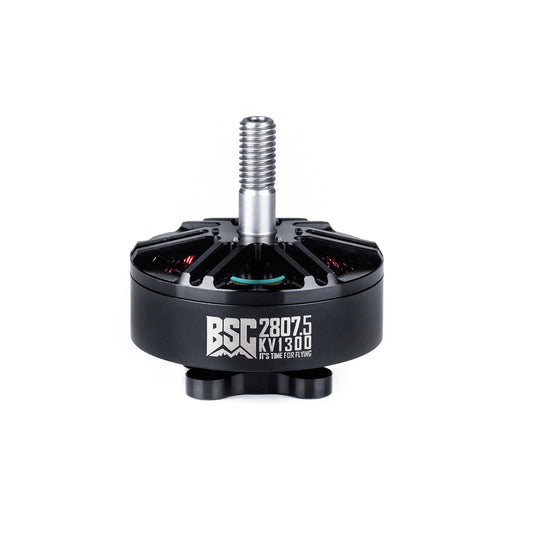 MAD BSC2807.5 V1.0 FPV drone motor with black can and threaded shaft, labeled BSC2807.5 KV1300