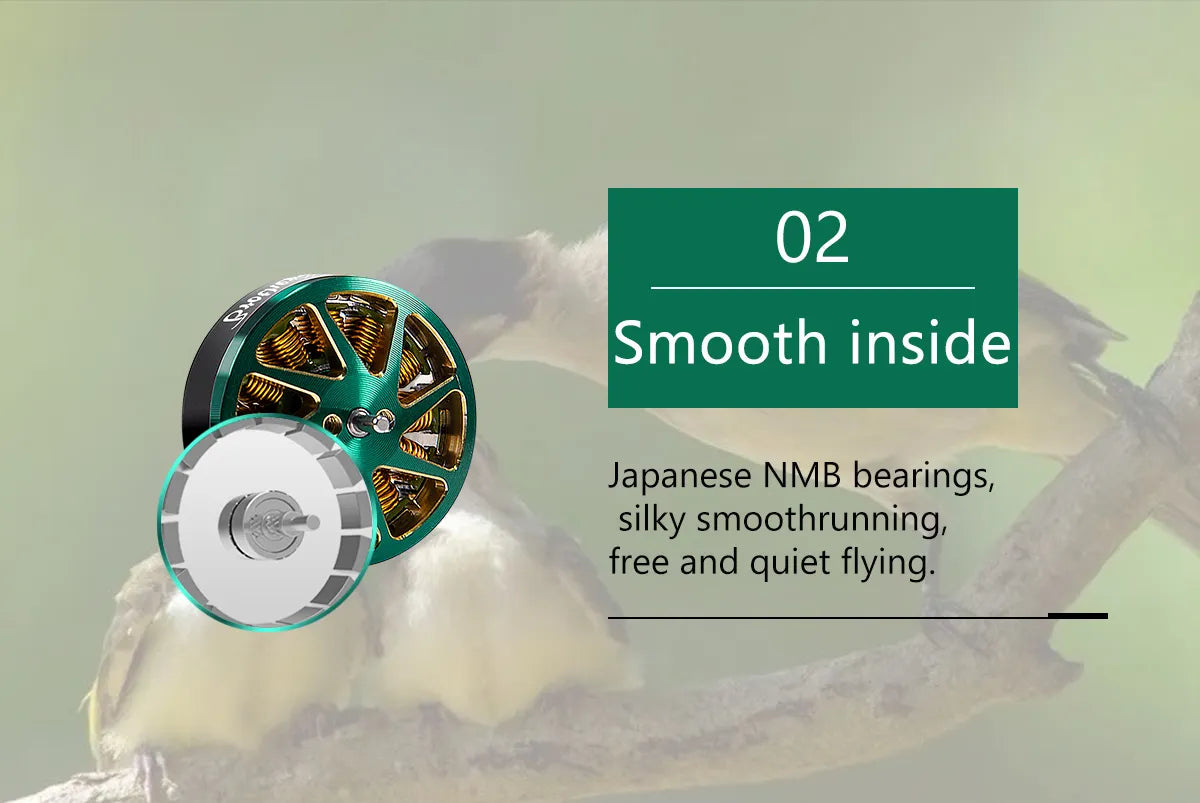 free and quiet flying: 02 Smooth inside Japanese NMB bearings, silky smoothrunning