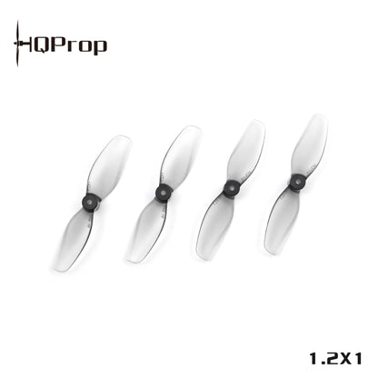 HQProp Ultralight Whoop Propeller 1.2x1 sizing graphic with four 2-blade props