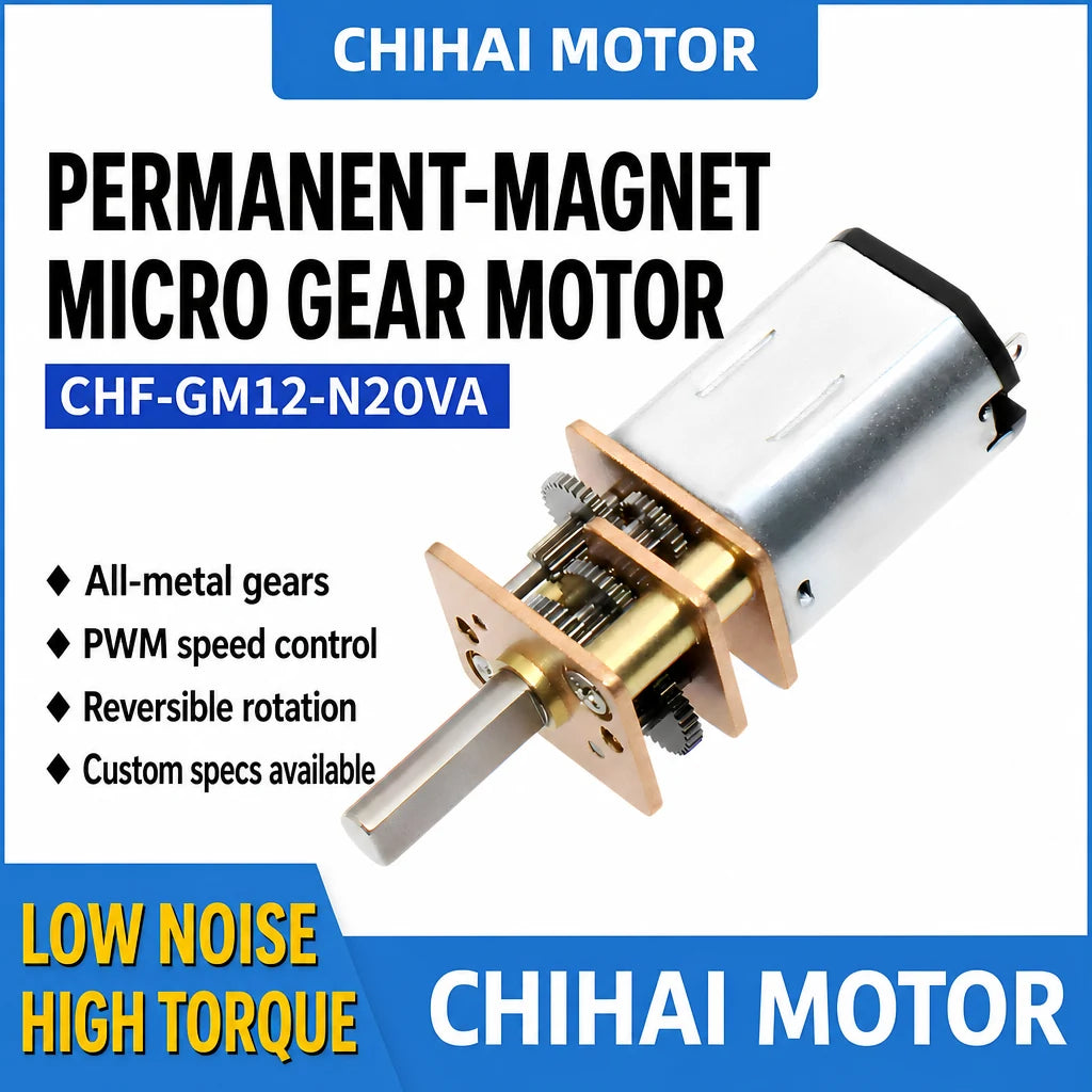 CHIHAI GM12-N20 micro gear motor with feature callouts