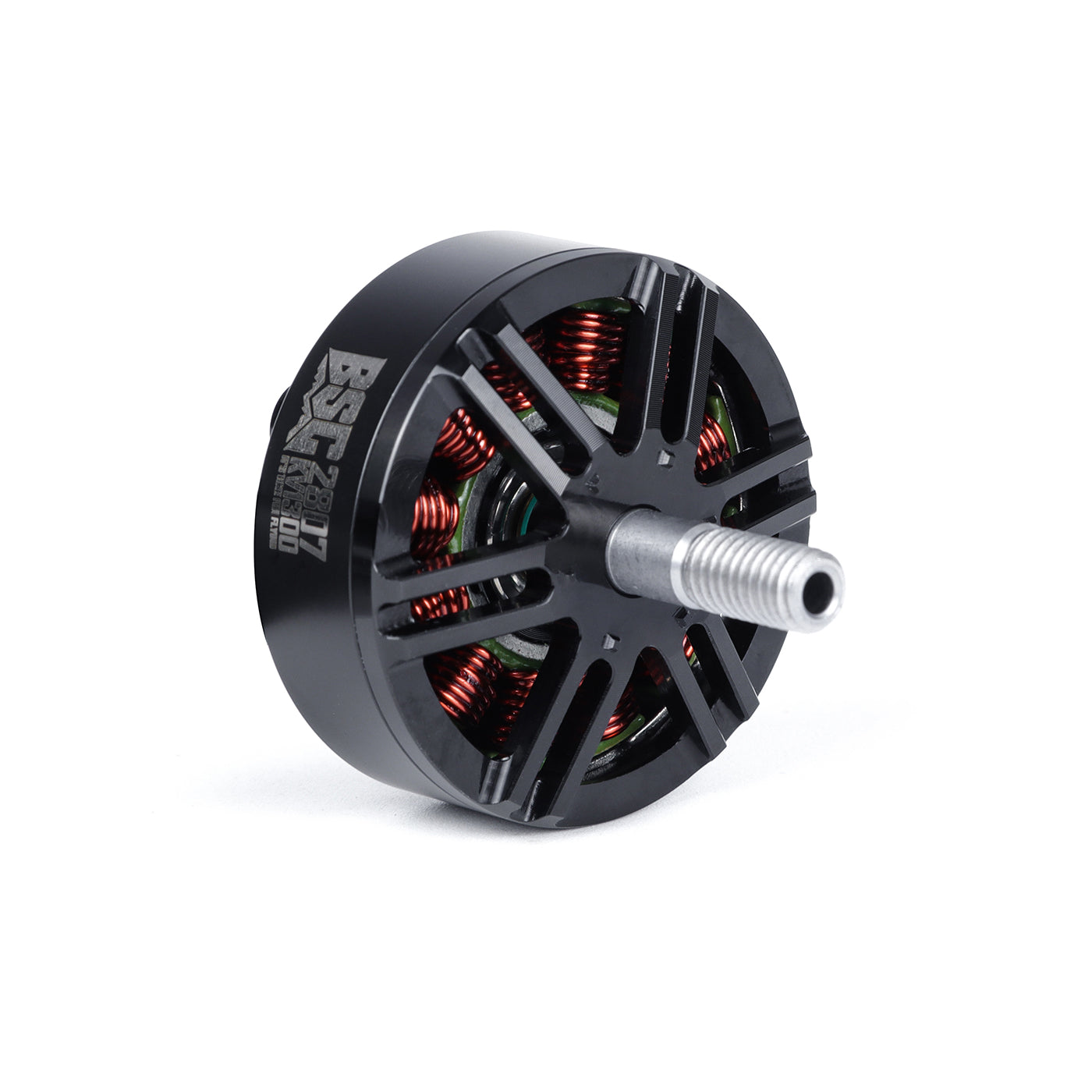 MAD BSC2807 V1.0 FPV Drone Motor, MAD BSC2807 V1.0 FPV drone brushless motor with black housing, visible copper windings, and threaded shaft