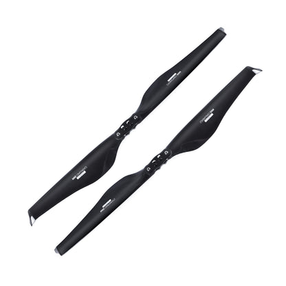 MAD FLUXER Pro glossy carbon fiber folding propeller set with black two-blade design and mounting hub hardware