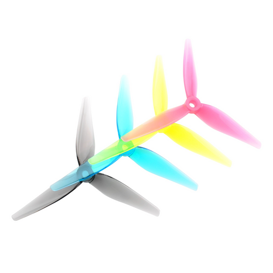 HQProp 5135V2 (R35V2) 5.1in 3-blade polycarbonate propellers, mixed colors, 5mm shaft set