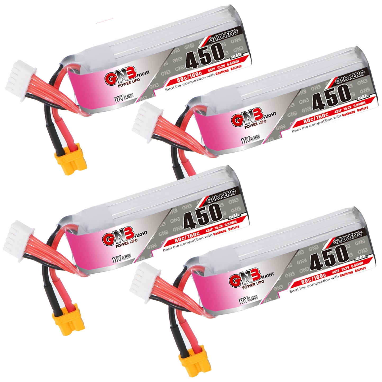 GAONENG GNB LiHV 4S 15.2V 450mAh 80C XT30 LiPo Battery Long Type