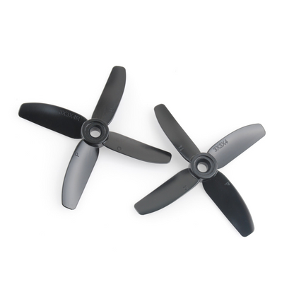 HQProp 3X3X4 3-inch 4-blade polycarbonate drone propellers, black pair shown on white background