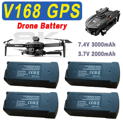 Original V168 Drone Battery, Original drone battery with 7.4V and 3000mAh capacity.