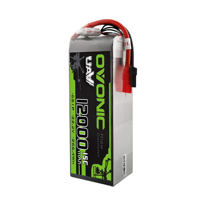 Ovonic UAV 12000mAh 6S 22.2V 15C LiPo battery upright pack with AS150 lead and balance plug
